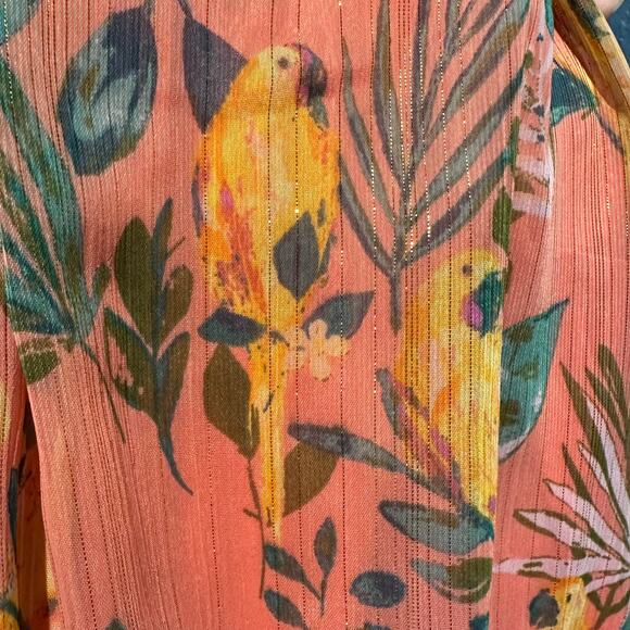 Lauren Conrad NWT Size 2X Boho Tropical Flowy Dress Beachy Birds Parrots Cruise - Picture 4 of 10